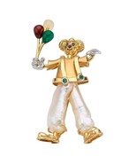 18k Yellow Gold Multi-Gem Cultured Pearl Clown Brooch Adorable - $2,770.35