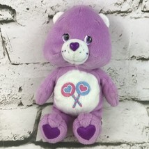 Care Bear Share Bear Plush Purple Teddy Lollipop Belly Retro Stuffed Ani... - $11.88