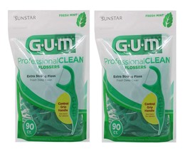Gum Professional Clean Flossers- Fresh Mint 90 ea (Pack of 2) - £17.63 GBP