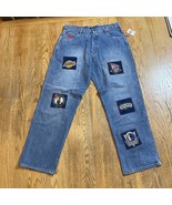 Unk Embroidered Basketball Patch Jeans NBA Team Logos Sz 36 x 32 NWT Vtg... - $120.01 CAD