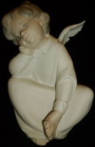 LLADRO UNGLAZED PORCELAIN FIGURINE THINKING ANGEL PENSANDRO 4539 MADE IN... - $62.72