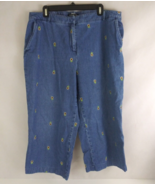Briggs New York Women&#39;s Denim Capris With Embroidered Floral Designs 36x21 - £10.95 GBP