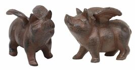 Cast Iron Small Whimsical Flying Pig Angel Hog Statue Paperweight Decor ... - $21.99