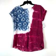 Style &amp; Co Womens XLarge American Tie Dye Short Sleeves T Shirt Top NWT O66 - £15.57 GBP