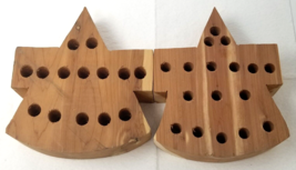 Standalone Drill Bit Holders Wood Handmade Set of 2 Large Stained Vintage - $18.95