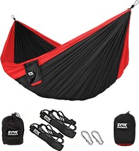 Neolite Double Camping Hammock - Lightweight Portable Nylon Parachute, Red/Black - £30.03 GBP