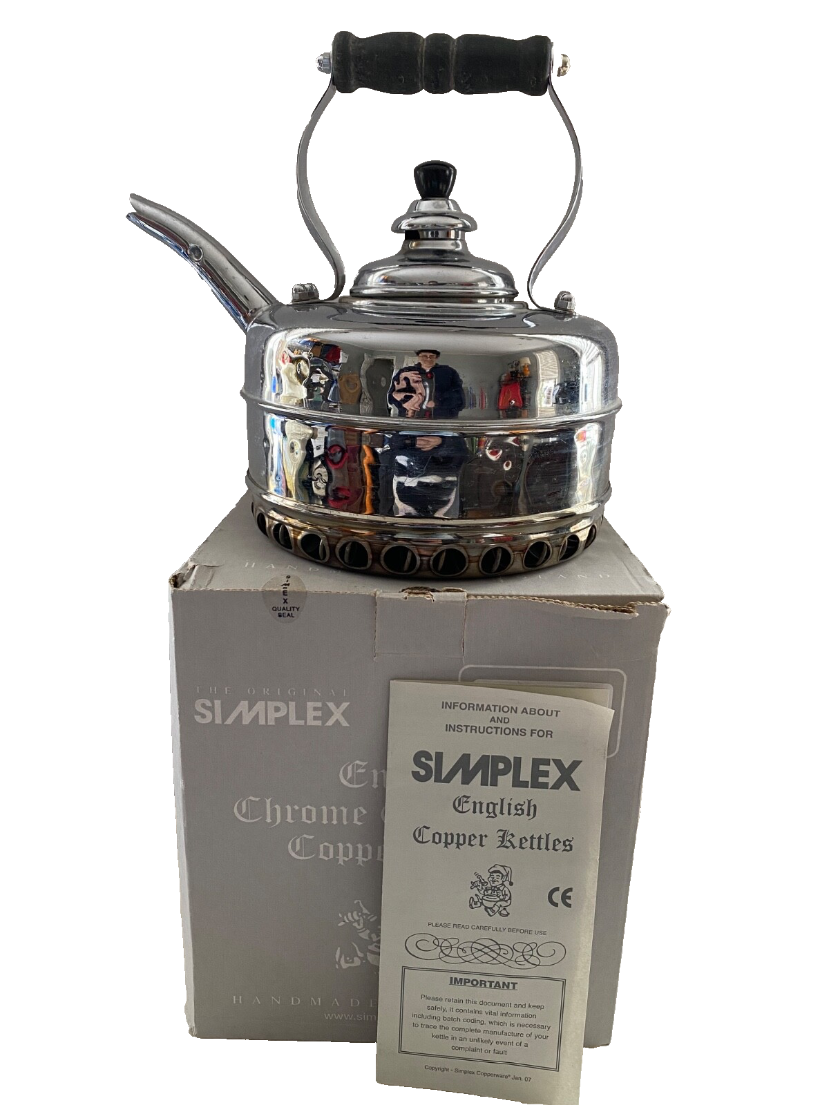 Simplex Buckingham Whistling Tea Kettle Chrome Plated Copper Rapid Boil ... - £93.65 GBP