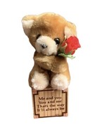 Vtg 1985 Plush Bear on Block With Rose Me And You Sweetheart Valentine&#39;s... - £7.89 GBP