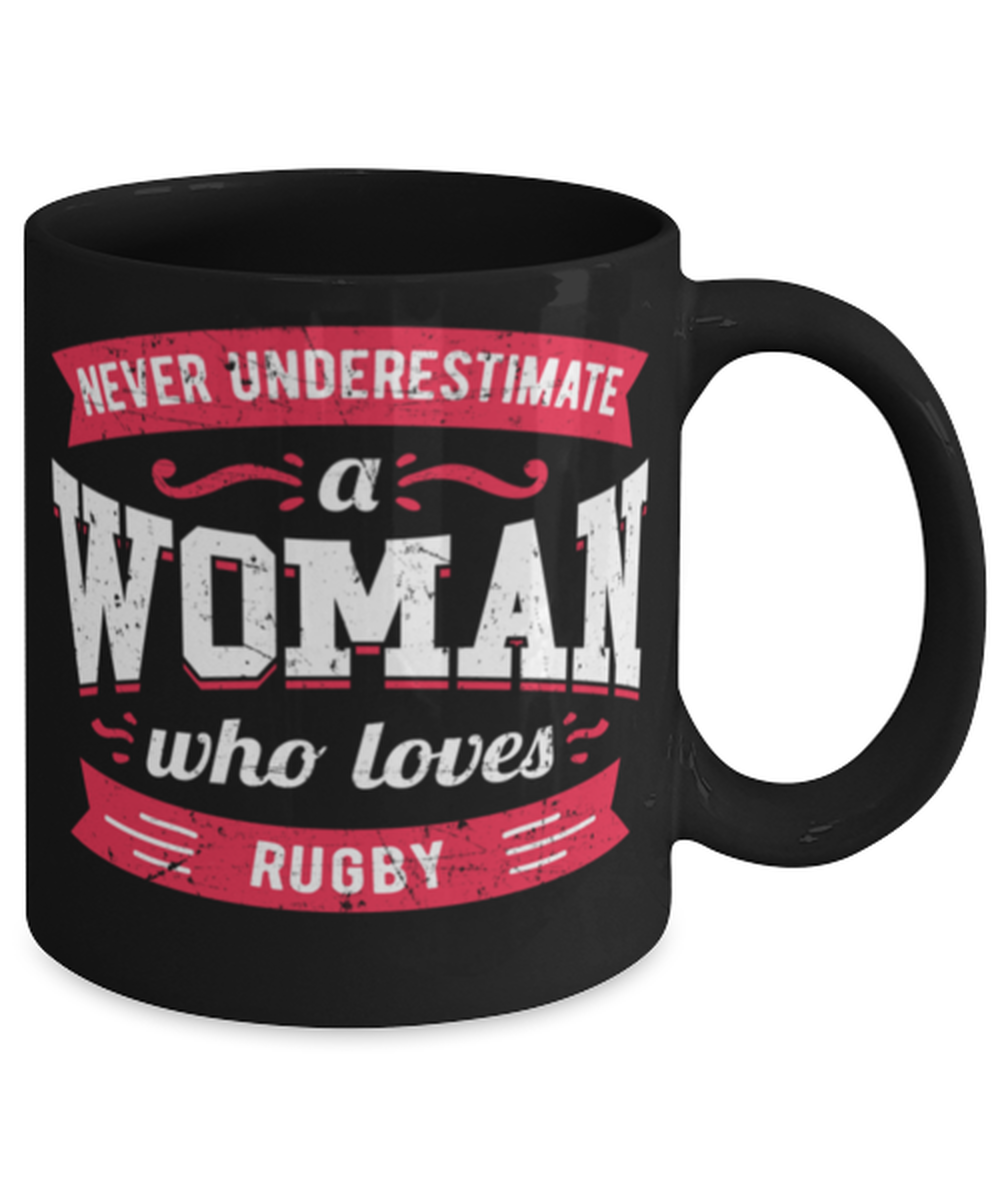 Never Underestimate a Woman Who Loves Rugby Mug Great quote gift for her with  Item image 2