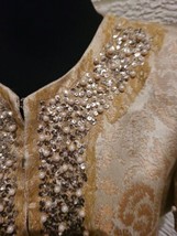 New WD NY SZ 14 100% Silk Top Brocade jacket Gold Sequins pearls lace, lined - £15.99 GBP