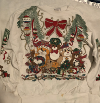Vintage Holiday Time Ugly Christmas Sweater 22 White Bears Sh1 - $24.74