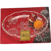 Mikasa Crystal Snowflake Sweet Dish Candy Plate 9.25&quot; Oval SA 960/347 Christmas - £12.51 GBP
