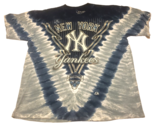 NEW YORK YANKEES Vtg Y2K Liquid Blue/Majestic TIE DYE (Size XL) Baseball... - £31.89 GBP