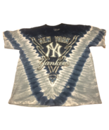 NEW YORK YANKEES Vtg Y2K Liquid Blue/Majestic TIE DYE (Size XL) Baseball... - £31.92 GBP