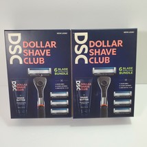 2  Dollar Shave Club Packs 6 Blade Razor with Shave Butter 1 Handle 4 Cartridges - £14.26 GBP