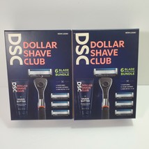 2  Dollar Shave Club Packs 6 Blade Razor with Shave Butter 1 Handle 4 Cartridges - $18.27