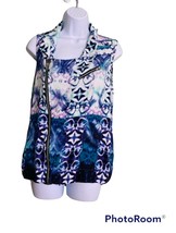 ASOS Size 6 Watercolor Geometric Print Sleeveless Vest Full Zip Viscose - £10.29 GBP