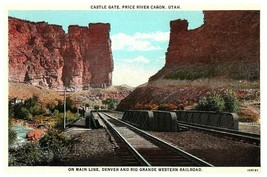 Denver Rio Grande Western Railroad River Canon Utah Cast Gate Postcard - £8.89 GBP