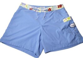 Patagonia Water Girl Board Shorts Size 10 Floral Trim Blue Drawstring Pocket  - £13.36 GBP