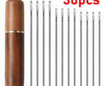 30pc Stainless Steel Quick Automatic Self-Threading Needles &amp; Wooden Cas... - $14.99