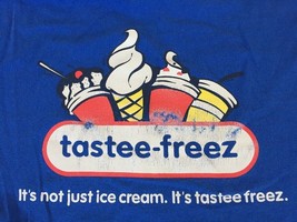 Tastee Freez Not Just Ice Cream Uniform Logo Blue Short Sleeve Work T-Sh... - £15.72 GBP