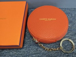 Campo Marzio Unisex Leather Coin Purse Keychain - Orange - £15.92 GBP