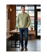 Oscar De La Renta Sweater Mens Green Henley Cabincore Lounge Knit Size L... - $450.03 MXN