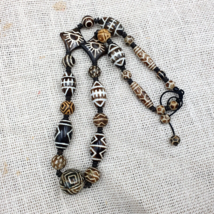 South Asian Burmese Old Pumtek Pyu beads Long necklace rare patterns #1 - £139.56 GBP