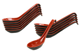 Red And Black Melamine Ladle Style Soup Spoons With Hook Ends 1oz Set Of 12 - £18.21 GBP