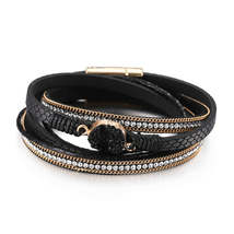 Black Polystyrene &amp; Cubic Zirconia 18K Gold-Plated Layered Bracelet - £11.57 GBP