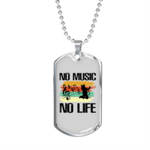 Musician Necklace No Music No Life Necklace Stainless Steel or 18k Gold Dog Tag - £38.02 GBP+