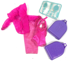 Vintage Barbie Beauty Secrets 1290 Pink Teddy Skirt Jacket Hair Accessories - $35.00