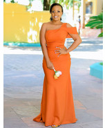 Orange Mermaid African Bridesmaid Dresses For Women,Evening Dresses,Wedd... - $135.50