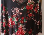 Pioneer Woman ~ 3/4 Sleeves ~ V-Neck ~ Black Floral T-Shirt ~ Size XL (1... - £18.22 GBP