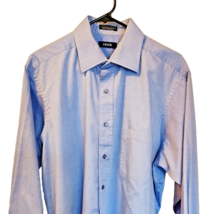 Men&#39;s Blue Izod Long Sleeve Dress Shirt Size Large 16 1/2 34/35 English Poplin - £6.38 GBP