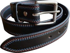 PATRIOT BELT - Red White &amp; Blue Triple Stiched Bridle Leather USA - $77.99+