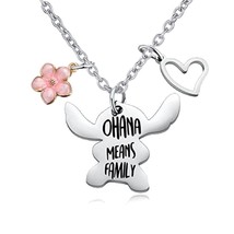 DCARZZ Comic Stitch Necklace Ohana Means Family Stainless Steel Cute Pendant Nec - £13.50 GBP