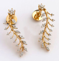 1.12ct Diamond 14k Yellow Gold Pretty Ladies Leaves Engagement Earrings - £861.11 GBP