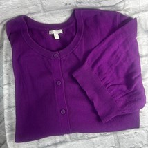Cardigan A Maniche Corte Donna 4XL Taglia Plus 34 36 Viola Con Bottoni - $31.17
