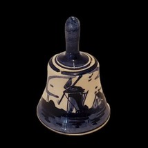 Vintage Hand Painted Mini Delft Blue Hand Bell Cobalt Holland 2&quot; Windmill READ - £5.95 GBP