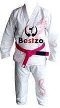 Bestzo Brazilian Jiu Jitsu Gi Uniform of 100% Cotton 550gsm -White/Pink ... - $135.00