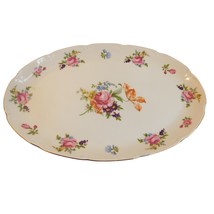 Vintage Jlmenau Graf Von Henneberg Porcelain Floral Oval Serving Platter - £17.45 GBP