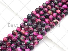 Natural Fuchsia Green Tiger Eye - 6/8/10/12mm Round Smooth Beads - Sku#UA216 - $9.00+