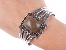 6 3/8&quot; 40&#39;s-50&#39;s Navajo Stamped Silver bracelet with jasper - £272.67 GBP