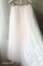 White Tulle Lace Maxi Long Skirt Custom Plus Size Wedding Tulle Skirt image 1