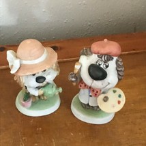 Vintage Lot of Lefton China Marked Hand Painted Painter &amp; Gardener Puppy Dog - £9.63 GBP