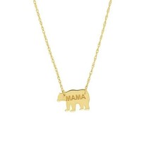 14K Solid Gold Mini Cut Out Mama Bear Dainty Necklace - Minimalist 16&quot;-18&quot; - £130.31 GBP