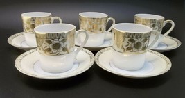 Chikaramachi Hand Painted Demi Tea Cup Saucer Set Porcelain Gold Japan Lot 5 - $19.80