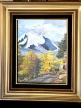 Antique Signed Framed Landscape Oil Painting Impressionist Snow Mountain... - $311.96 CAD