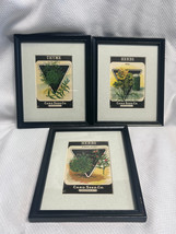 Lot of 3 Antique Card Seed Co. Fredonia N.Y. Matted And Framed Herb Seed... - $29.95